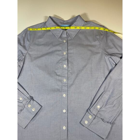 Draper James Blue Button Down Shirt Sz 6 Stretch Cotton Long Sleeve Classic Top - Picture 3 of 10